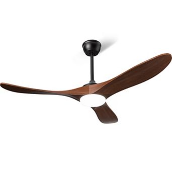 Akofun Ceiling Fans with Lights 52 Inch, High CFM 3 Blade Wood Walnut Fan, Propeller LED Ceiling Fan