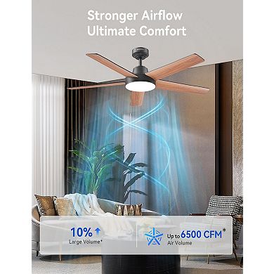 Akofun Ceiling Fans with Lights, 52 Inch, 6 Speeds, Dimmable LED, Quiet , Easy to Install