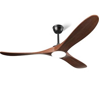 Akofun Ceiling Fans with Lights 60 Inch, High CFM 3 Blade Wood Walnut Fan, Propeller LED Ceiling Fan