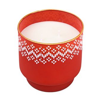 Foundry Holly Berries 14-oz. Red Footed Frosted Glass Candle