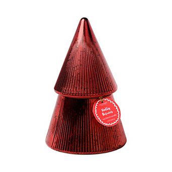 Foundry Holly Berries 7-oz. Red Ribbed Mercury Glass Tree Candle