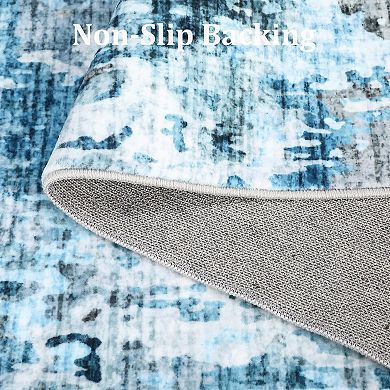 Abstract Pattern Area Rug - Machine Washable & Non-Slip Runner Rug for Living Room Bedroom Hallway