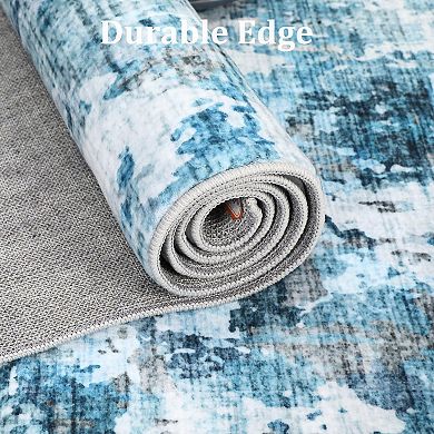 Abstract Pattern Area Rug - Machine Washable & Non-Slip Runner Rug for Living Room Bedroom Hallway