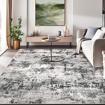 Abstract Pattern Area Rug - Machine Washable & Non-Slip Runner Rug for Living Room Bedroom Hallway