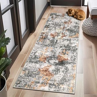 Abstract Pattern Area Rug - Machine Washable & Non-Slip Runner Rug for Living Room Bedroom Hallway