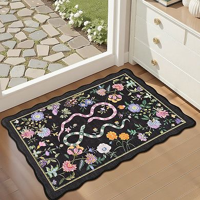 Romantic Pastoral Printed TPR Washable Non-Slip Backing Area Rug, 100% Polyester