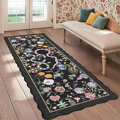 Romantic Pastoral Printed TPR Washable Non-Slip Backing Area Rug, 100% Polyester