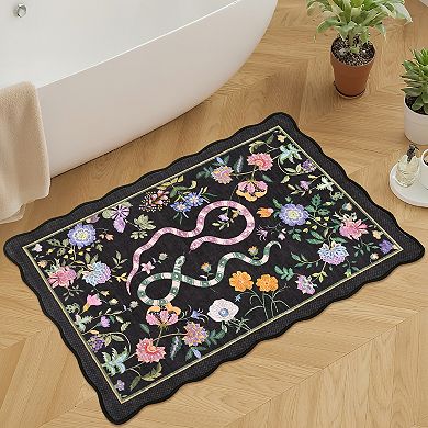 Romantic Pastoral Printed TPR Washable Non-Slip Backing Area Rug, 100% Polyester