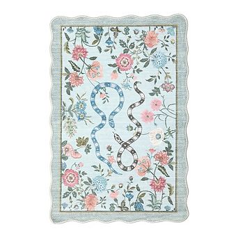 Romantic Pastoral Printed TPR Washable Non-Slip Backing Area Rug, 100% Polyester