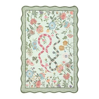 Romantic Pastoral Printed TPR Washable Non-Slip Backing Area Rug, 100% Polyester