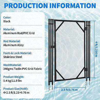 Removable Pool Safety Fence, Tear-Resistant Mesh with Rust-Proof Frame for Pools, Ponds