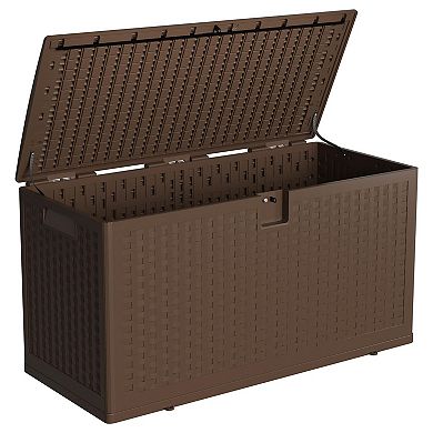 73 Gallon Waterproof Lockable Outdoor Resin Deck Box, Storage for Patio Cushions, Garden Tools