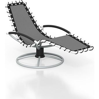 High Back Textilene Outdoor Swivel Rocker Chair, 360° Rotating for Garden Lawn Porch Balcony