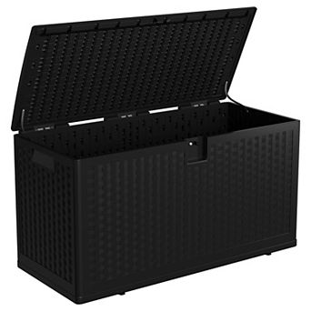 73 Gallon Waterproof Lockable Outdoor Resin Deck Box, Storage for Patio Cushions, Garden Tools