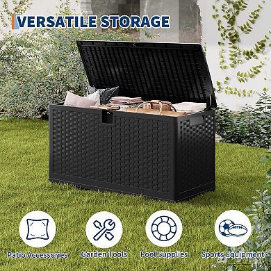 73 Gallon Waterproof Lockable Outdoor Resin Deck Box, Storage for Patio Cushions, Garden Tools