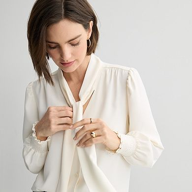 Women's Nine West Tie Neck Button-Down Blouse