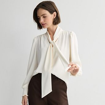 Women's Nine West Tie Neck Button-Down Blouse
