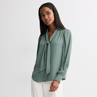 Women's Nine West Tie Neck Button-Down Blouse