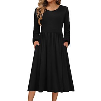 Zeagoo Women s Long Sleeve Bohemian Midi Long Dresses T Shirt Sundresses with Pockets