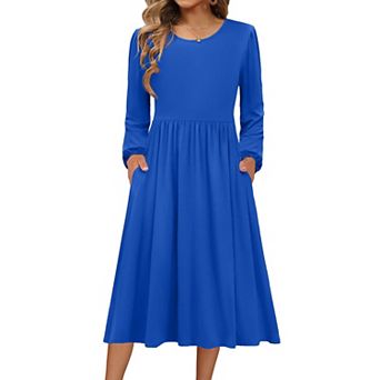 Zeagoo Women s Long Sleeve Bohemian Midi Long Dresses T Shirt Sundresses with Pockets