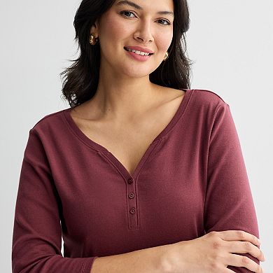 Women's Croft & Barrow® Three Quarter Sleeve Henley