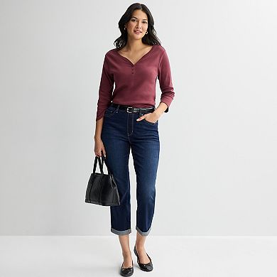 Women's Croft & Barrow® Three Quarter Sleeve Henley