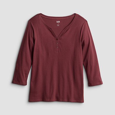 Women's Croft & Barrow® Three Quarter Sleeve Henley