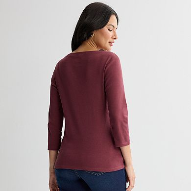 Women's Croft & Barrow® Three Quarter Sleeve Henley