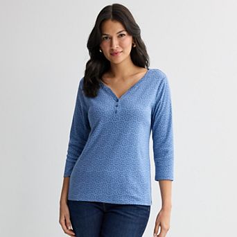 Women's Croft & Barrow® Three Quarter Sleeve Henley