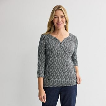 Women's Croft & Barrow® Three Quarter Sleeve Henley
