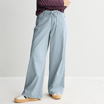 Juniors' SO® Low Rise Tie Waist Wide Leg Pants