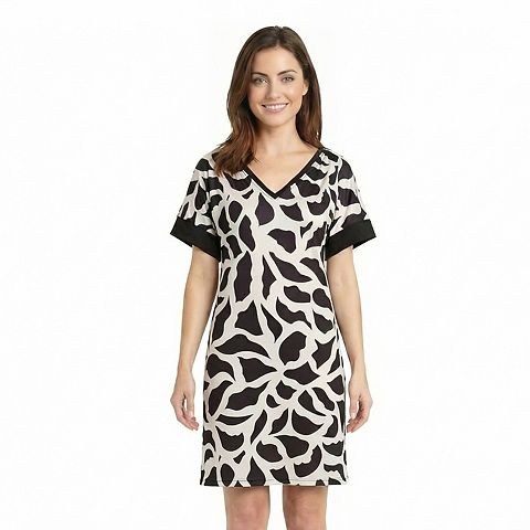 Женские платья 24Seven Petite 24Seven Comfort Apparel Abstract Print Knee Length T-Shirt Dress