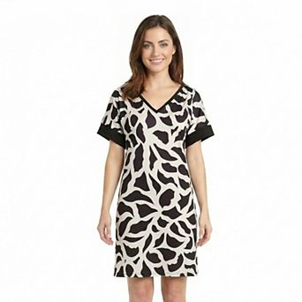 Petite 24Seven Comfort Apparel Abstract Print Knee Length T-Shirt Dress