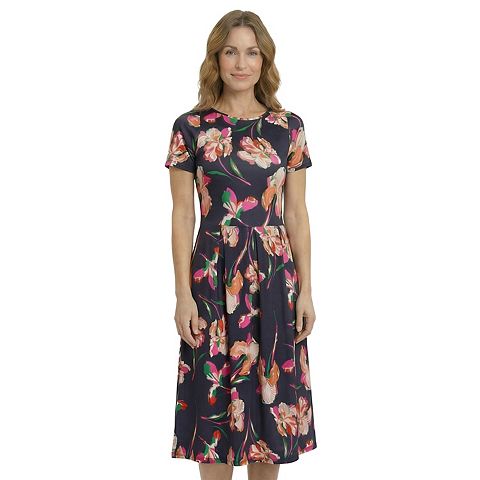Женские платья 24Seven Petite 24Seven Comfort Apparel Floral Print Fit & Flare Pocket Midi Dress