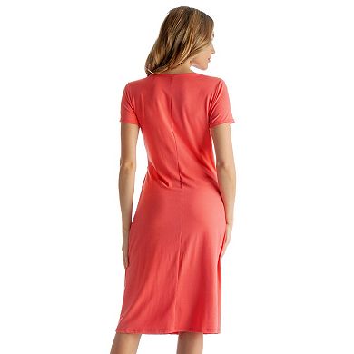Petite 24Seven Comfort Apparel Knee Length Faux Wrap Dress