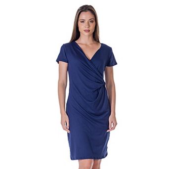 Petite 24Seven Comfort Apparel Knee Length Faux Wrap Dress