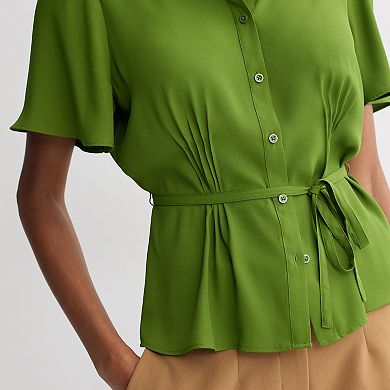 Women's Nine West Waist Pintuck Button-Down Shirt