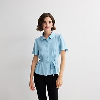 Women's Nine West Waist Pintuck Button-Down Shirt