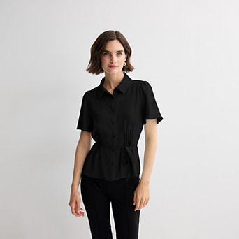 Women's Nine West Waist Pintuck Button-Down Shirt