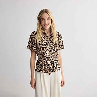 Women's Nine West Waist Pintuck Button-Down Shirt
