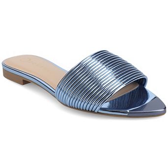 Journee Women's Almond Toe Strappy Metal Toe Sandals