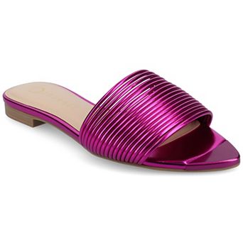 Journee Women's Almond Toe Strappy Metal Toe Sandals