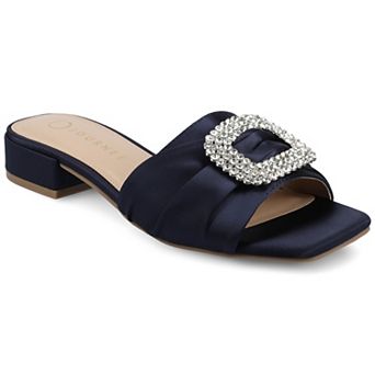 Journee Flavia Women's Square Toe Slip-On Embellished Sandals