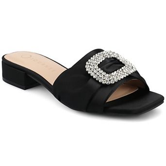 Journee Flavia Women's Square Toe Slip-On Embellished Sandals