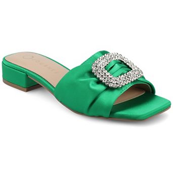Journee Flavia Women's Square Toe Slip-On Embellished Sandals