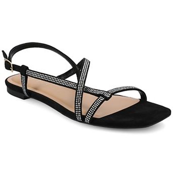Journee Francis Women's Square Toe Strappy Flat Sandals