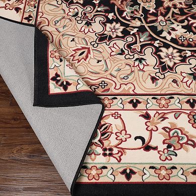 SUPERIOR Chatou Traditional Floral Medallion Border Washable Area Rug