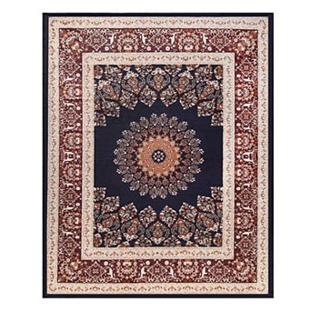 SUPERIOR Nanterre Elegant Floral Medallion Border Washable Area Rug
