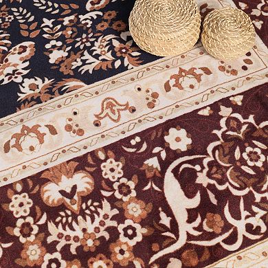 SUPERIOR Nanterre Elegant Floral Medallion Border Washable Area Rug