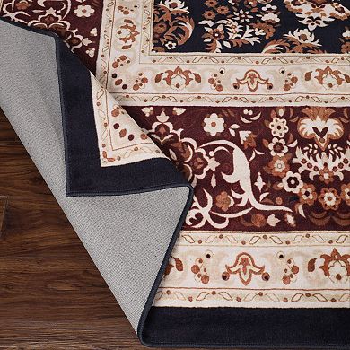 SUPERIOR Nanterre Elegant Floral Medallion Border Washable Area Rug